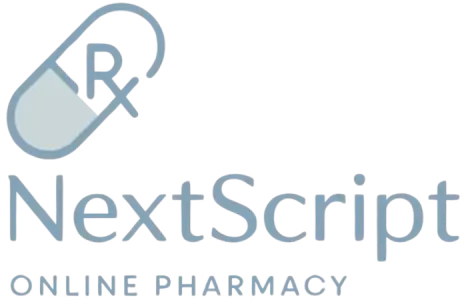 Next Script Pharmacy logo: GPhC registered UK online pharmacy checked by Dayo